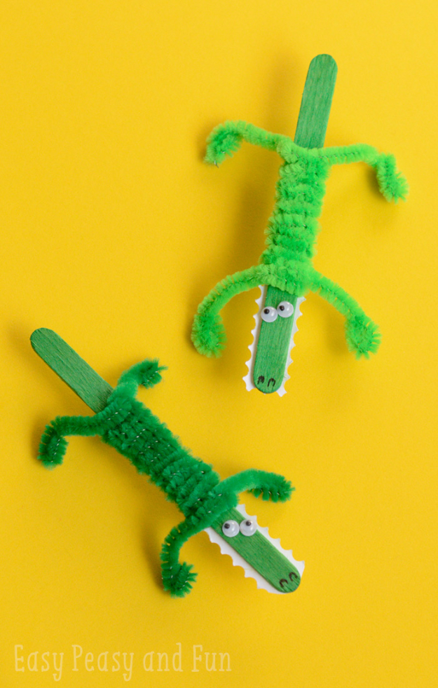 Popsicle Stick Crocodile Animal Crafts For Kids