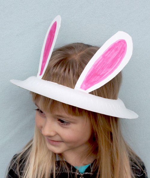 Paper Plate Rabbit Hat For Easter