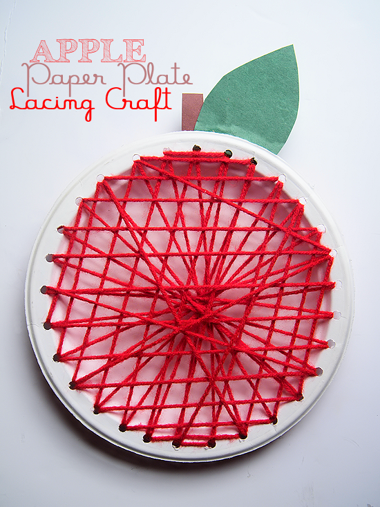 Apple Lacing paper Plate Craft For School Project
