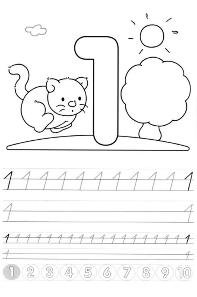 1-10 Writing numbers worksheets for preschool and kindergarten - Kids ...