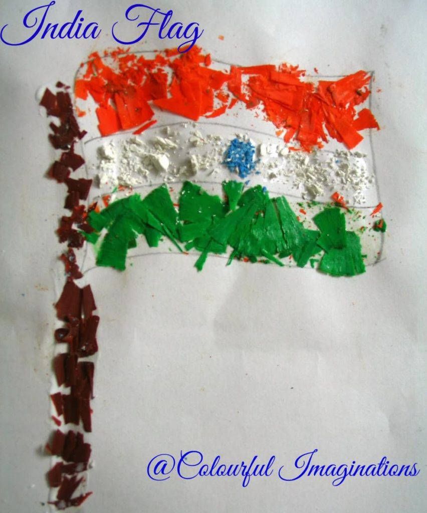 India flag made with crayon shavings
