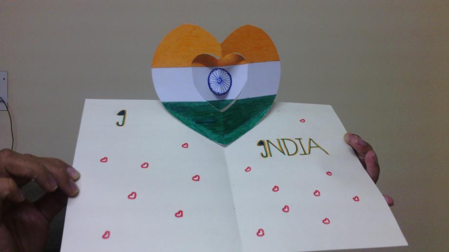 Tricolor paper popup card for independence day