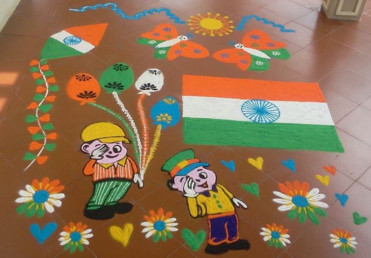 Independence Day Tricolor Rangoli Decoration