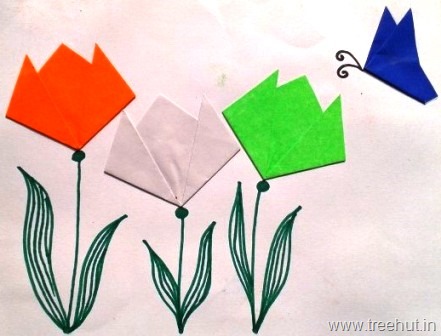 Independence Day Paper Flower Craft for preschoolers