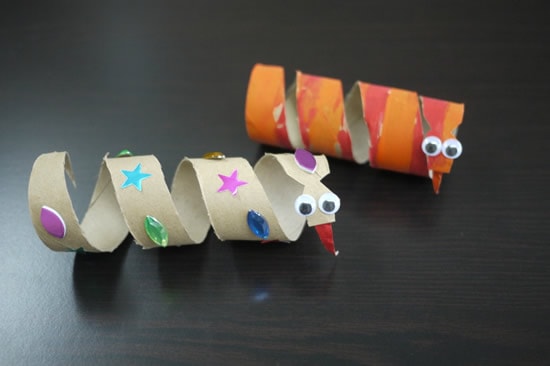 Spiral Snakes Craft Using Empty Toilet Paper Roll For Toddlers