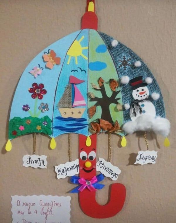 Montessori Toddler Crafts Activities - Changing Seasons Art Seasons umbrella
