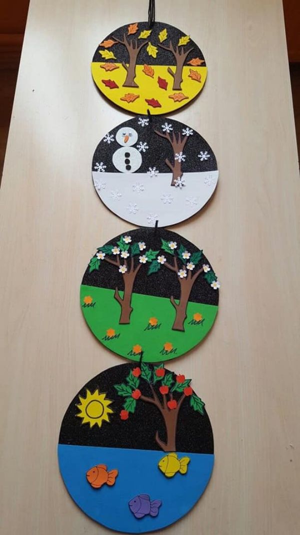Montessori Toddler Crafts Activities - Changing Seasons Art Wallhanging