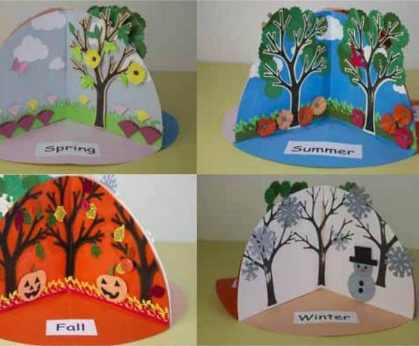 Montessori Toddler Crafts Activities - Changing Seasons Art 3D Seasons