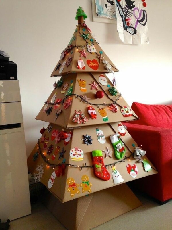 Cute Cardboard Christmas Tree Craft Idea For Kids Festival Cardboard Craft