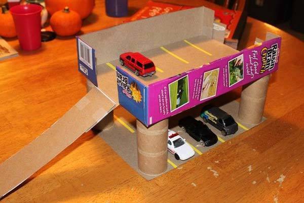 Creative Craft Idea For Parking Garage Using Cardboard Box Cardboard Toy Crafts