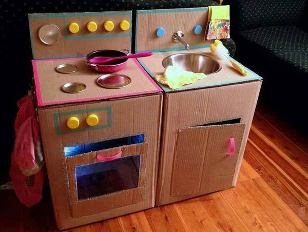 DIY Kitchen Furniture And Fixture Using Cardboard Boxes Cardboard Kitchen Craft
