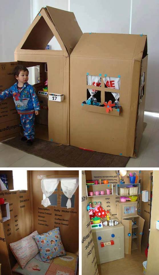 How To Make A Cardboard House With Rooms For Kids To Play  Cardboard House Crafts