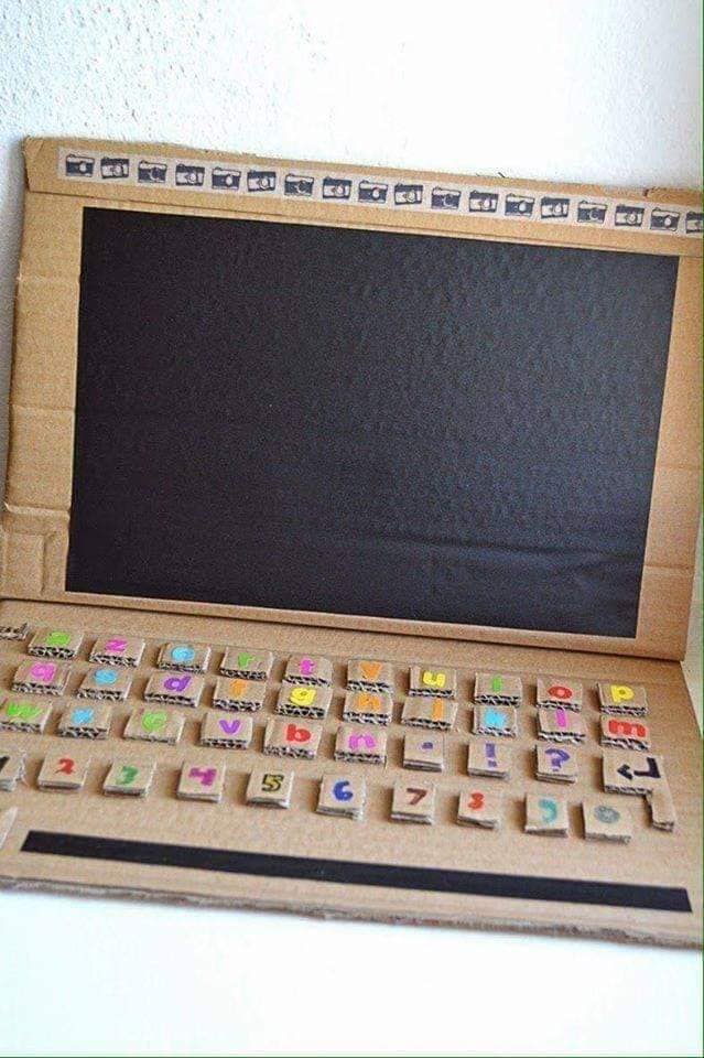 Making Laptop Using Cardboard Box For Kids Play