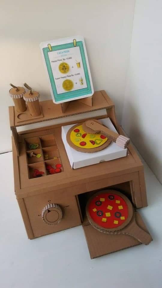 Kids Pizza Parlor Dramatic Role Play Center From Cardboard Boxes