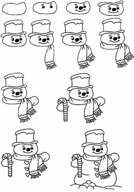Christmas Drawing for Kids - Step By Step Tutorials Make Another Snowman