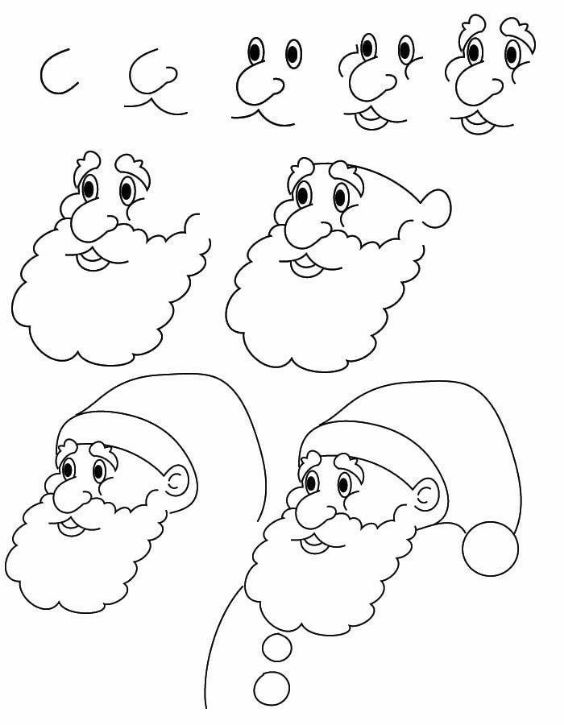 Christmas Drawing for Kids - Step By Step Tutorials Make A Santa But This Time With Beard