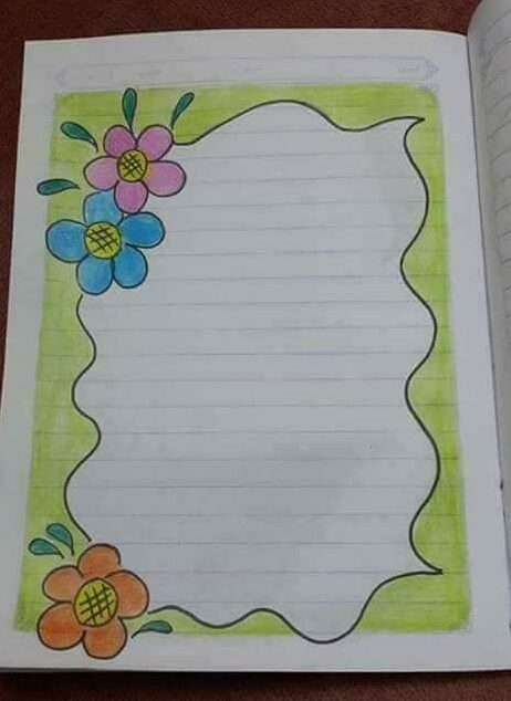 Easy Decorative Border Design for Project File Back to School-Ideas For Attractive Project File Flower Border