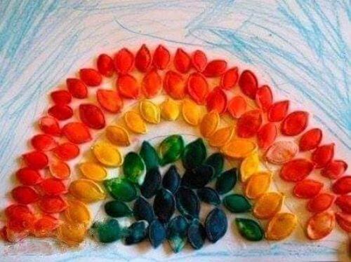 Rainbow - Pumpkin Seed Crafts for Kids