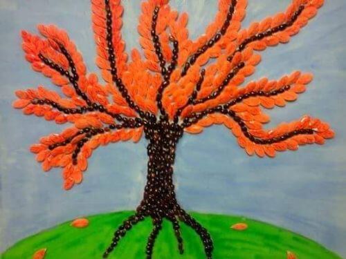 autumn tree made up of seeds