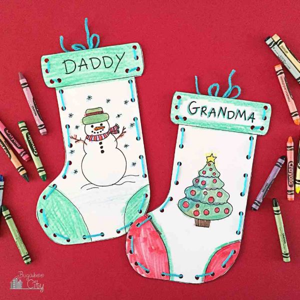 DIY Christmas Crafts for Kids Paper socks cutouts