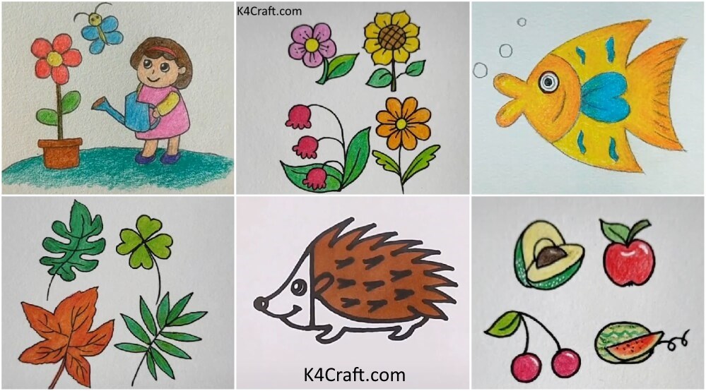 Easy Drawing for Kids - Flowers & Animals