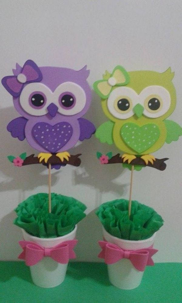 Easy DIY Foam Sheet Craft Ideas Baby Owl Pots using foam sheets