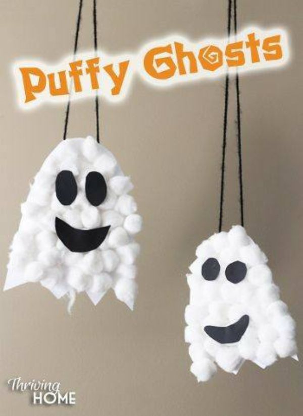 Make some fluffy, puffy ghosts - Halloween Home Decor Ideas