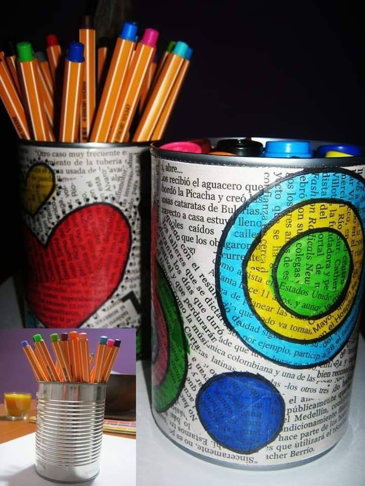 Use those tins fo making pencil holders