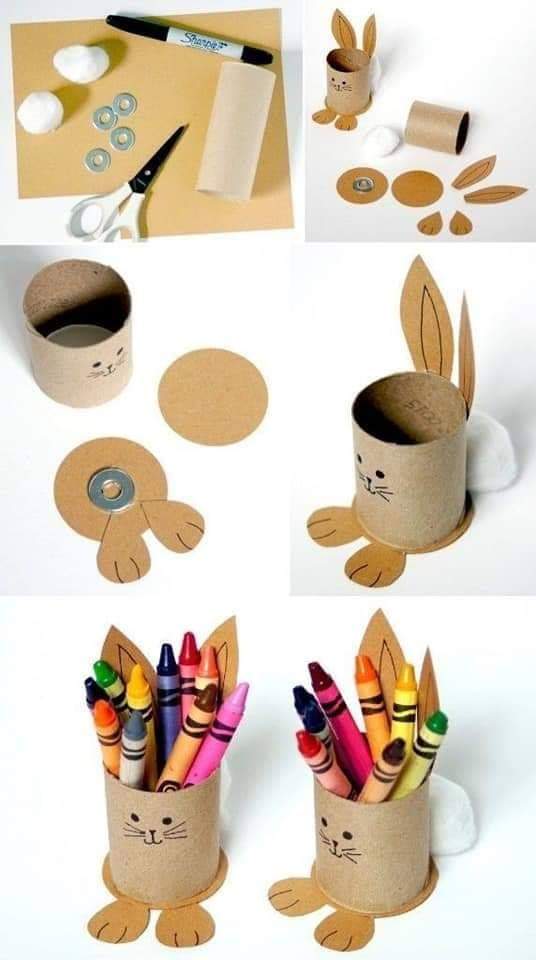 DIY Pencil Holder Crafts A handcrafted rabbit crayon holder