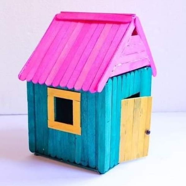 Build a miniature abode with Popsicle Sticks Create a  hut with those popsicles