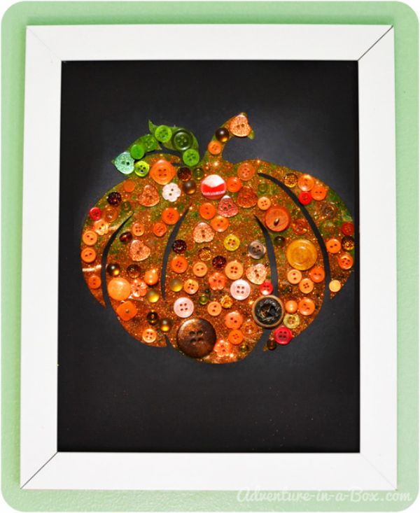 Beautiful pumpkin themed pictures using buttons