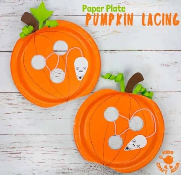 Scary pumpkin craft on plate