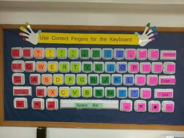 For the keyboard - Rainbow Bulletin Board Ideas for Classroom Decoration