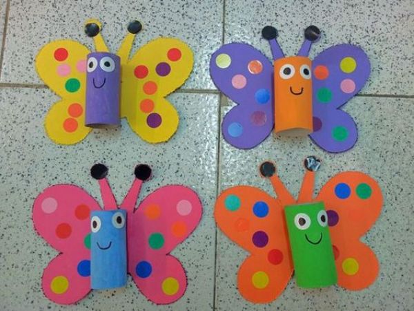The happy toilet paper roll butterflies - Toilet Paper Roll Crafts for Kids