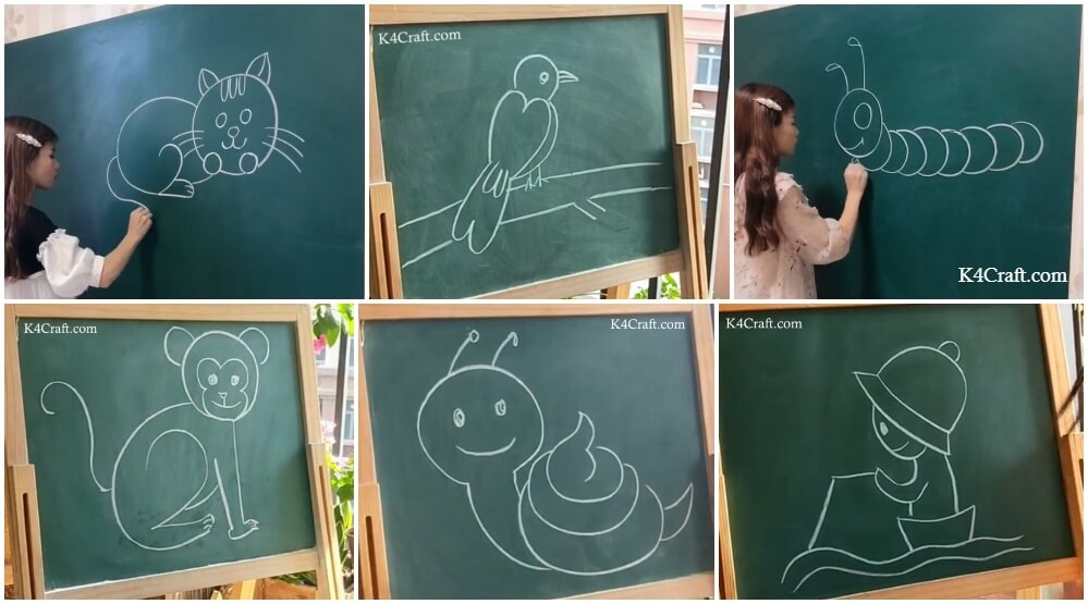 Easy Chalk Drawing on Board - Beginner Chalk Drawing For Children
