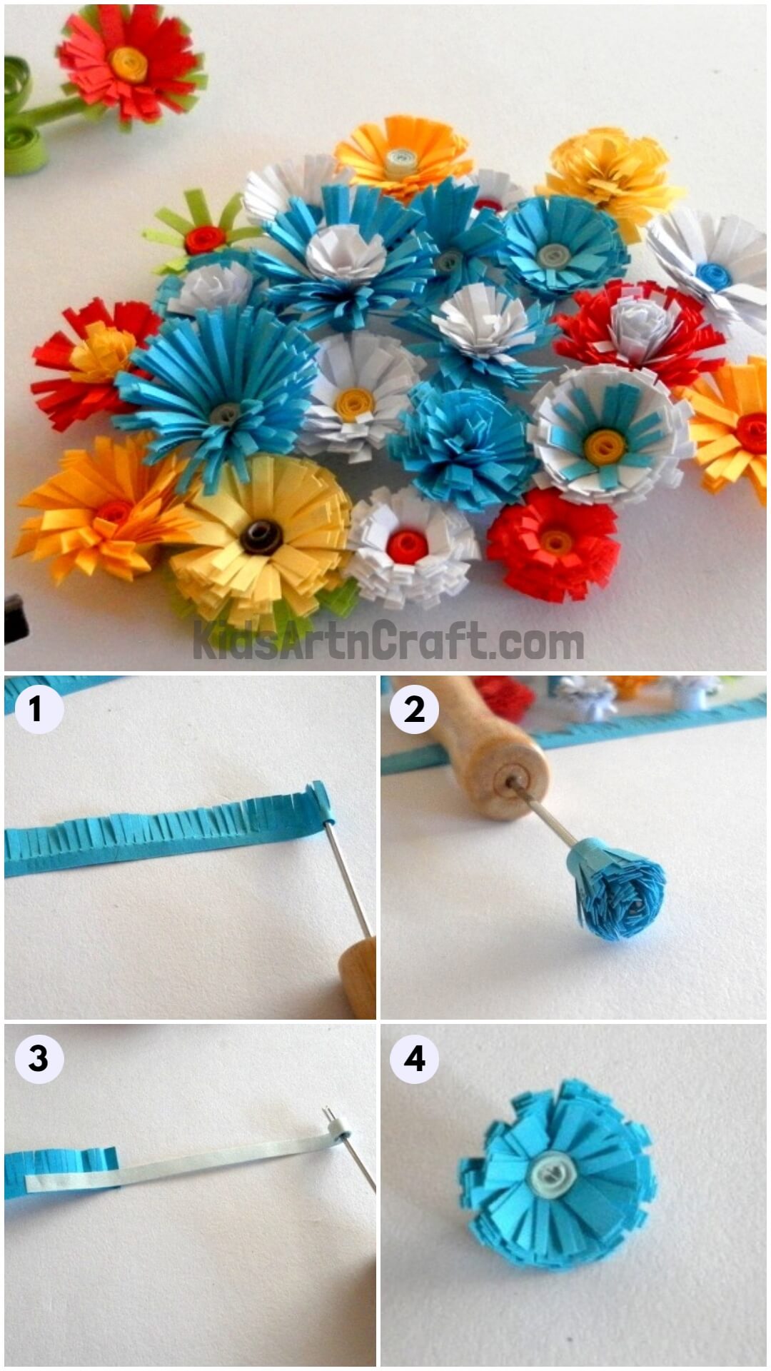 Learn to Make Simple & Multicolor Fringed Quilling Flower