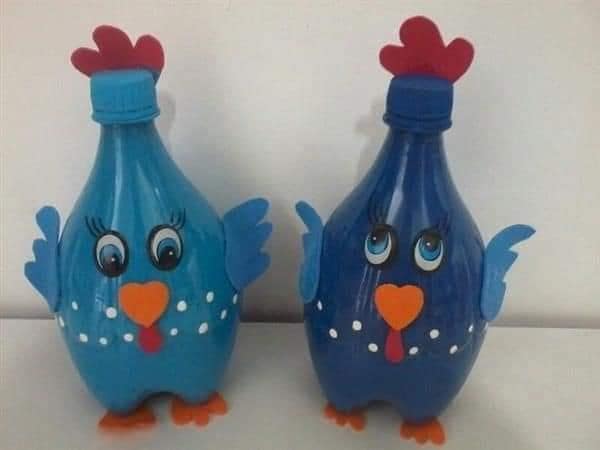 DIY Plastic Bottle Craft Ideas for Kids BOTTLE HEN & COCK