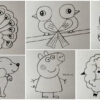 Easy Drawings for Kids - Peacock, Parrot, Bird, Dog, Puppy, Peppa Pig, Sheep
