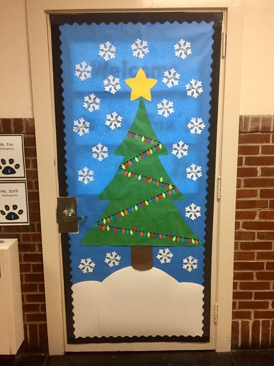 Christmas Classroom Door Decoration Ideas Chart Paper Drawing For Door Decoration