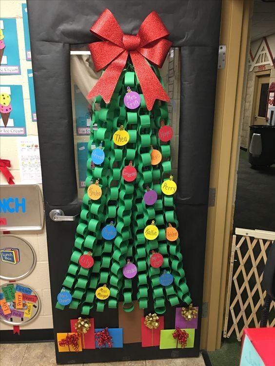 Christmas Classroom Door Decoration Ideas A Christmas Tree of Paper Chain For Door Decoration