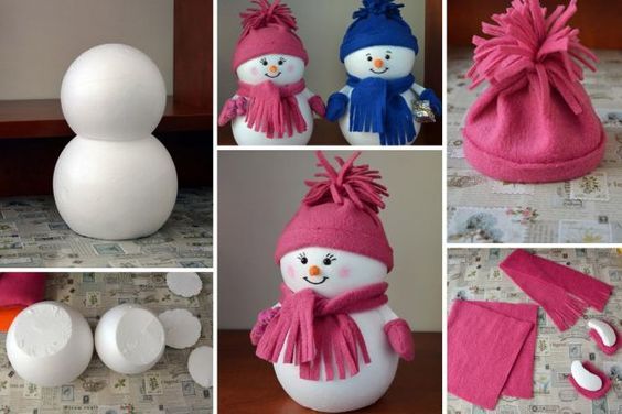 Adorable Snowmen With Blue And Pink Scarf