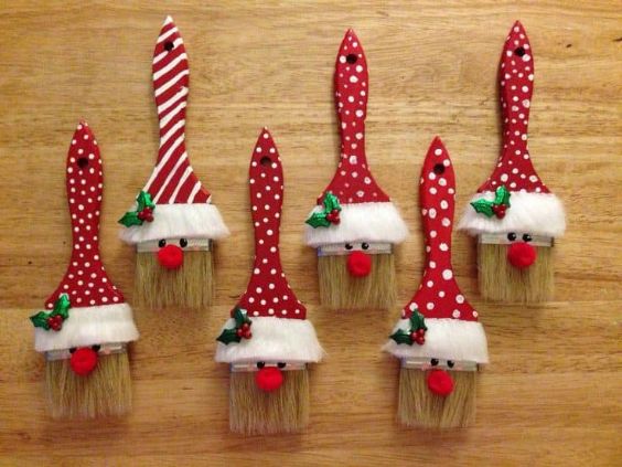 Brush Santa - Simple home-made Christmas creations that can be done by children.