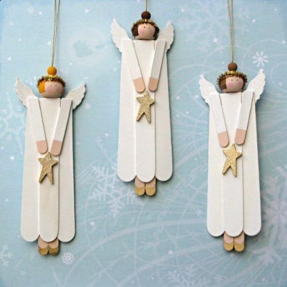Stick Angels - Crafting Christmas decorations with children easily. 