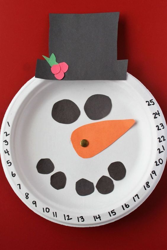 DIY Christmas Crafts for Kids Paper plate Snowman