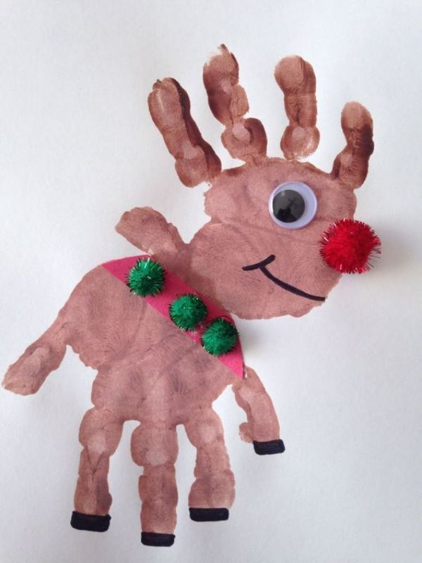 DIY Reindeer Crafts for Kids Hand Stamp Reindeer Craft