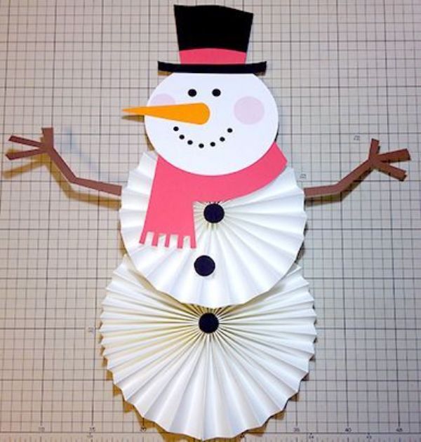 Easy And Innovative Paper Snowman Crafts for Kids The Hand fan Snowman