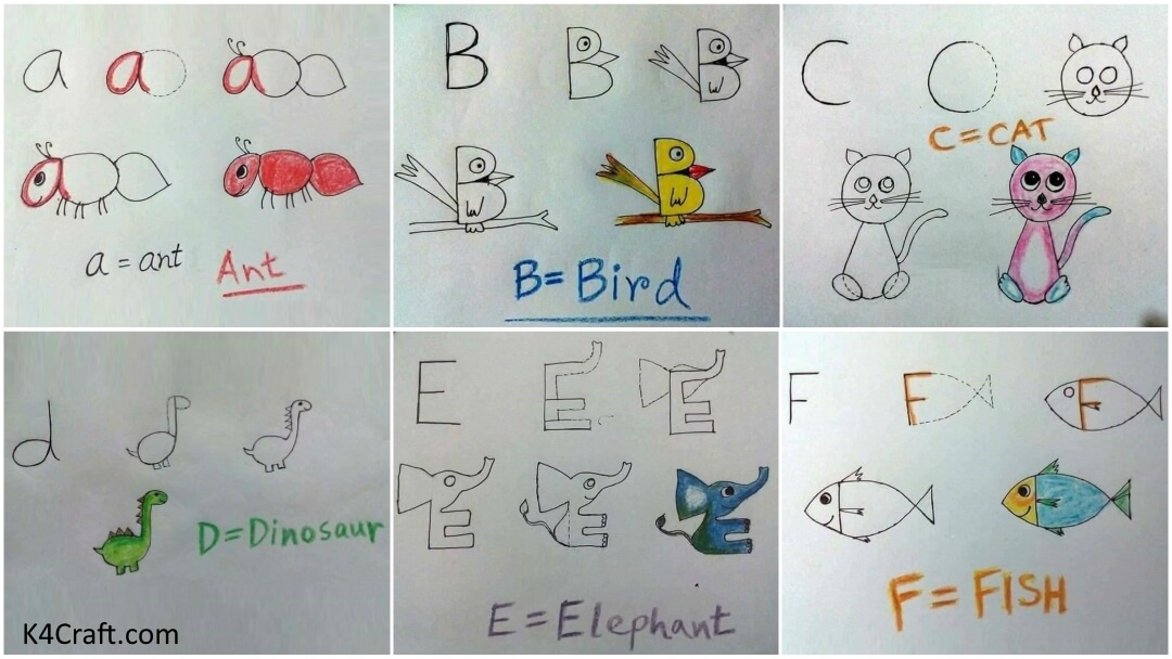 Alphabet Drawings For Kids – Step by Step Image Tutorials