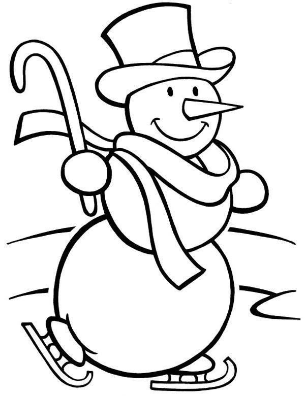 Free Printable Snow Figure Colouring Pages For Kids A Snow Figure Carrying a Stick