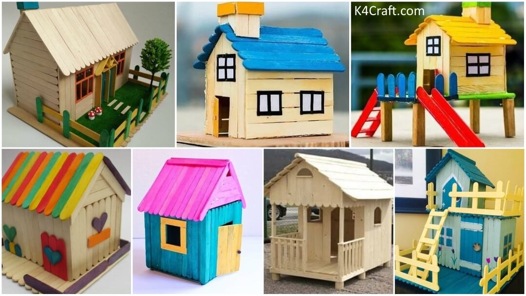 DIY Popsicle Stick Houses - Make Your Own Home - Kids Art & Craft
