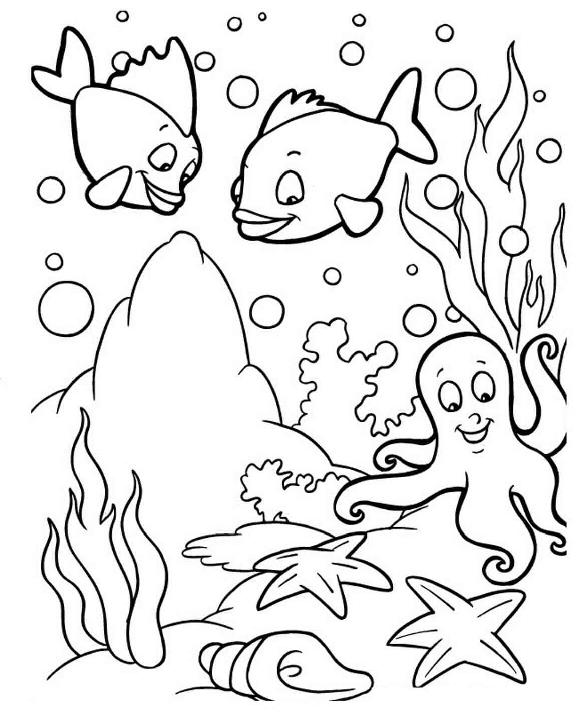 Sea Animals Coloring Pages Featuring Animals for Children 